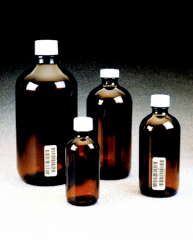 Amber Boston Round Bottle with Cap - 24-414 - 125mL (12cs)