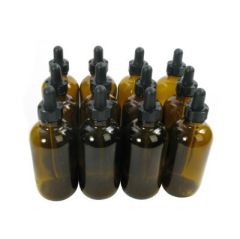 Amber Boston Round Bottle with Dropper Assembly - 22-400 - 4oz (12pk)